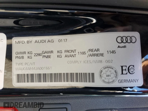 2018 Audi S4 Prestige with VIN WAUC4AF44JA001551, listed as a Copart auction lot 65421564 with 0 mi miles and Salvage Title. Bid and sale history available at carsss.com. Image 14.