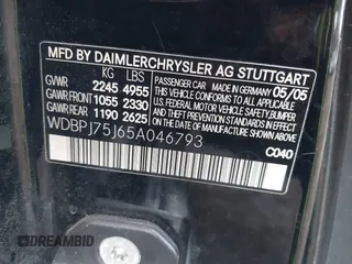 2005 Mercedes-Benz CL-Class 5.0L with VIN WDBPJ75J65A046793, listed as a IAAI auction lot 41187953 with 128,627 mi miles. Bid and sale history available at carsss.com. Image 9.