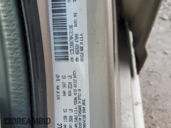 2008 Chrysler Sebring Limited with VIN 1C3LC66K78N131106, listed as a Copart auction lot 79411944 with Not provided miles and Clean title. Bid and sale history available at DreamBid. Image 12.