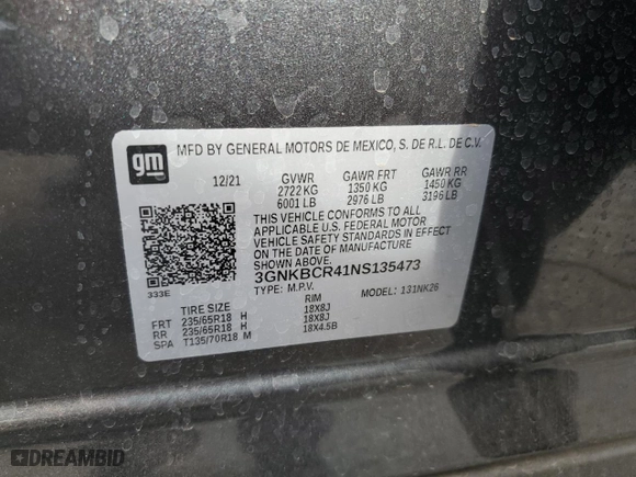 2022 Chevrolet Blazer LT with VIN 3GNKBCR41NS135473, listed as a Copart auction lot 43779605 with 27,963 mi miles and Salvage Title. Bid and sale history available at carsss.com. Image 15.