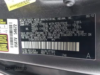 2012 Toyota Sienna XLE with VIN 5TDDK3DC9CS047014, listed as a IAAI auction lot 41551585 with 164,440 mi miles. Bid and sale history available at carsss.com. Image 9.