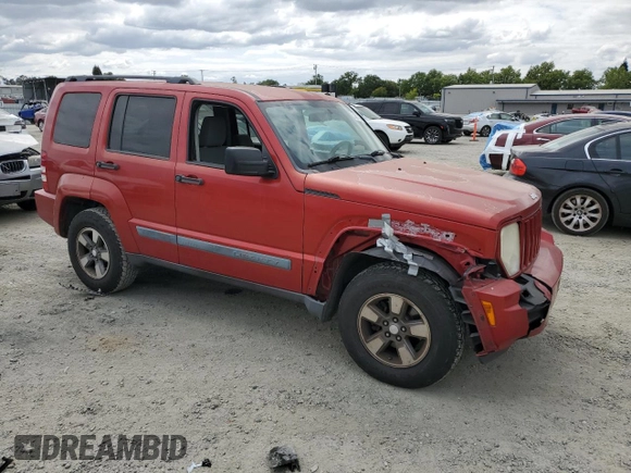 2008 Jeep Liberty Sport with VIN 1J8GN28K58W283952, listed as a Copart auction lot 53860535 with 177,813 mi miles and Salvage Title. Bid and sale history available at DreamBid. Image 4.