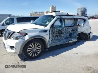 2018 Nissan Armada Platinum with VIN JN8AY2NF4J9332174, listed as a Copart auction lot 49988065 with 0 mi miles and Salvage Title. Bid and sale history available at carsss.com. Image 1.