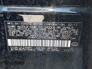 2017 Lexus IS 200t z VIN JTHBA1D27H5048406, wystawiony jako IAAI lot #42659401 z przebiegiem 101 150 mil mil oraz . Historia ofert i sprzedaży dostępna na DreamBid. Obrazek 9.
