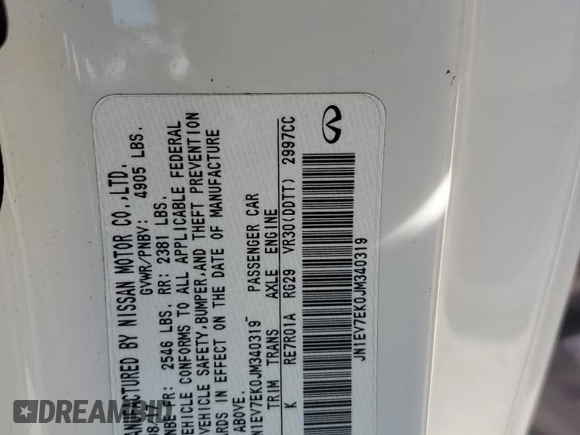 2018 Infiniti Q60 Sport with VIN JN1EV7EK0JM340319, listed as a Copart auction lot 72844634 with 142,441 mi miles and Salvage Title. Bid and sale history available at DreamBid. Image 12.