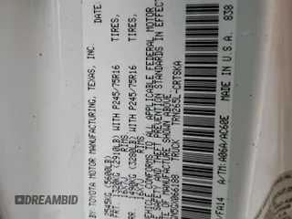 2016 Toyota Tacoma SR with VIN 5TFRX5GN5GX066188, listed as a Copart auction lot 54561055 with Not Provided miles and Salvage Title. Bid and sale history available at DreamBid. Image 12.