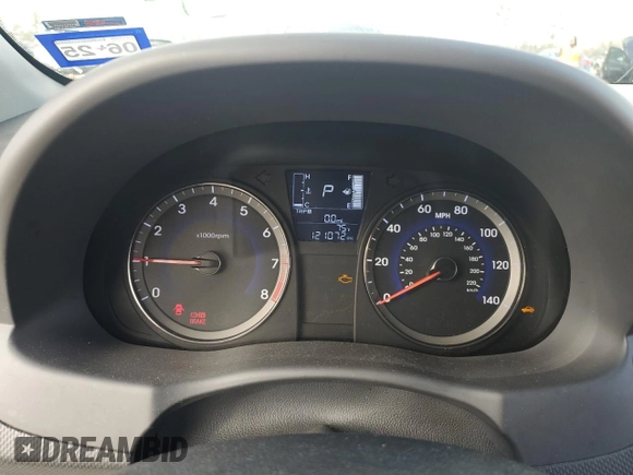 2015 Hyundai Accent GLS with VIN KMHCT4AEXFU906644, listed as a Copart auction lot 43817915 with 121,072 mi miles and Salvage Title. Bid and sale history available at carsss.com. Image 9.