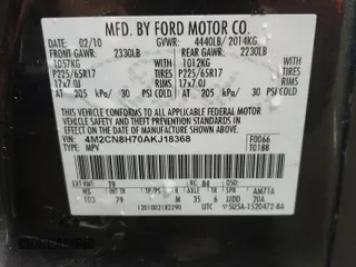 2010 Mercury Mariner Premier z VIN 4M2CN8H70AKJ18368, wystawiony jako Copart lot #85695854 z przebiegiem 183 194 mil mil oraz Nie do naprawy • Non repairable. Historia ofert i sprzedaży dostępna na DreamBid. Obrazek 13.
