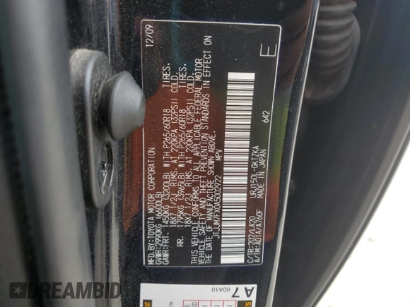 2010 Lexus GX 460 Premium with VIN JTJJM7FX0A5002922, listed as a Copart auction lot 64822095 with 208,284 mi miles and Clean title. Bid and sale history available at DreamBid. Image 13.
