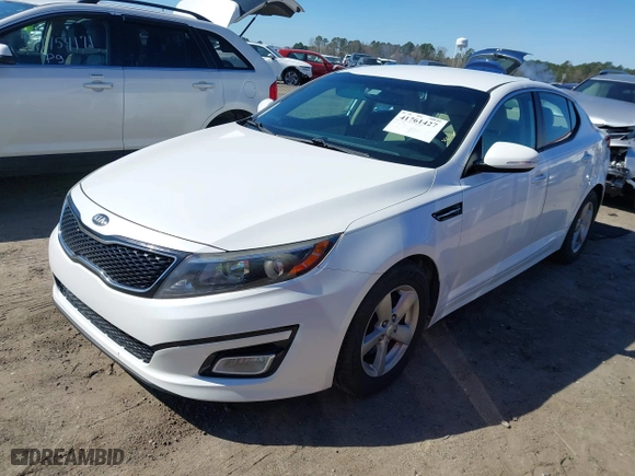 2015 Kia Optima LX with VIN KNAGM4A71F5639969, listed as a IAAI auction lot 41761427 with 157,967 mi miles. Bid and sale history available at carsss.com. Image 17.