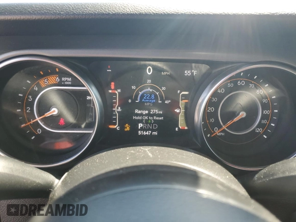 2021 Jeep Wrangler Unlimited Willys with VIN 1C4HJXDM5MW824651, listed as a Copart auction lot 51843605 with 51,647 mi miles and Salvage Title. Bid and sale history available at DreamBid. Image 9.