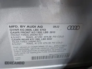 2023 Audi SQ5 Sportback Premium Plus с VIN WA124AFY1P2033677, выставлен на аукционе IAAI как лот 41998875 с пробегом 34 674 миль миль и . История ставок и продаж доступна на DreamBid. Изображение 9.