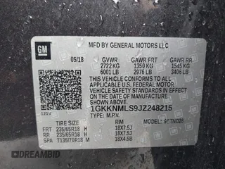 2018 GMC Acadia SLT with VIN 1GKKNMLS9JZ248215, listed as a IAAI auction lot 41586858 with 70,434 mi miles and . Bid and sale history available at carsss.com. Image 9.