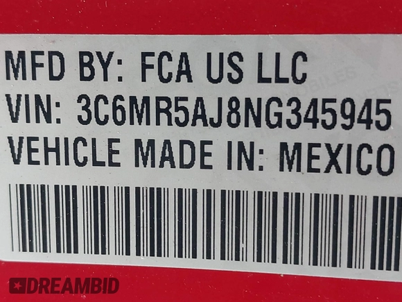 2022 Ram 2500 Tradesman with VIN 3C6MR5AJ8NG345945, listed as a IAAI auction lot 41848442 with 24,798 mi miles and . Bid and sale history available at DreamBid. Image 9.