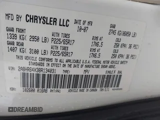 2008 Chrysler Town & Country Limited with VIN 2A8HR64X38R134031, listed as a IAAI auction lot 41979347 with 173,810 mi miles. Bid and sale history available at carsss.com. Image 9.