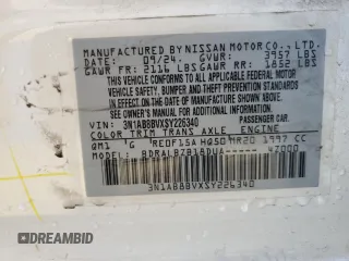 2025 Nissan Sentra S z VIN 3N1AB8BVXSY226340, wystawiony jako Copart lot #59864455 z przebiegiem 19 597 mil mil oraz Czysty tytuł • Clean title. Historia ofert i sprzedaży dostępna na DreamBid. Obrazek 12.
