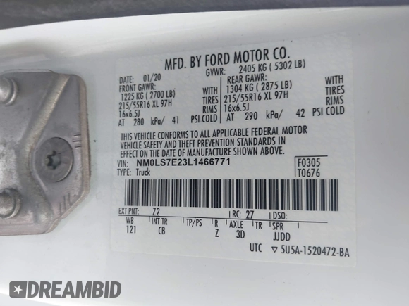 2020 Ford Transit Connect XL с VIN NM0LS7E23L1466771, выставлен на аукционе IAAI как лот 42362017 с пробегом 9 166 миль миль и . История ставок и продаж доступна на DreamBid. Изображение 9.