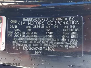 2016 Kia Soul with VIN KNDJN2A24G7341632, listed as a IAAI auction lot 41990934 with 51,387 mi miles. Bid and sale history available at carsss.com. Image 9.