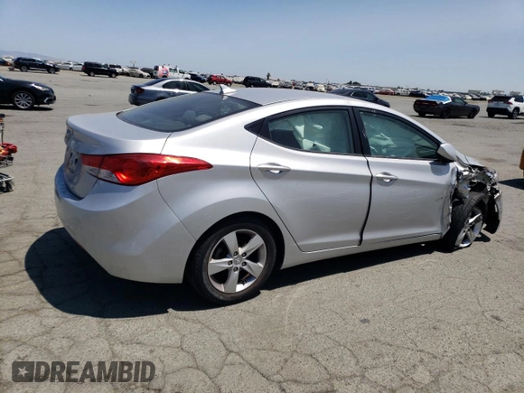 2012 Hyundai Elantra Limited with VIN KMHDH4AE0CU349597, listed as a Copart auction lot 62027805 with 66,617 mi miles and Salvage title. Bid and sale history available at DreamBid. Image 3.