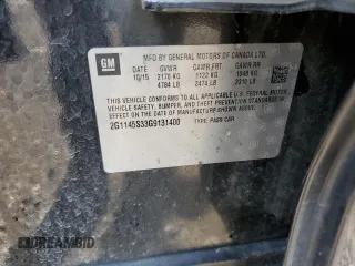 2016 Chevrolet Impala LTZ with VIN 2G1145S33G9131400, listed as a Copart auction lot 61846385 with Not provided miles and Salvage title. Bid and sale history available at DreamBid. Image 12.