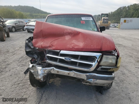 1998 Ford Ranger XL with VIN 1FTYR10C9WUC43557, listed as a Copart auction lot 71393634 with 0 mi miles and Salvage Title. Bid and sale history available at carsss.com. Image 5.
