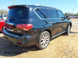 2011 Infiniti QX56 7-passenger with VIN JN8AZ2NF3B9503608, listed as a IAAI auction lot 41875603 with 215,051 mi miles. Bid and sale history available at carsss.com. Image 4.