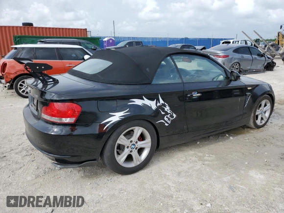 2011 BMW 1 Series 128i with VIN WBAUN1C55BVH83063, listed as a Copart auction lot 62858125 with Not provided miles and Clean title. Bid and sale history available at DreamBid. Image 3.