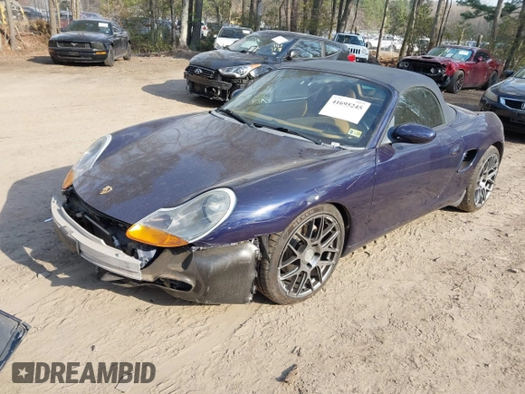 2001 Porsche Boxster with VIN WP0CA29841U626899, listed as a IAAI auction lot 41695245 with 138,097 mi miles. Bid and sale history available at carsss.com. Image 2.