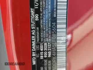 2014 Mercedes-Benz SLK-Class SLK 250 with VIN WDDPK4HA5EF085604, listed as a Copart auction lot 72010054 with 55,360 mi miles and Salvage Title. Bid and sale history available at carsss.com. Image 12.