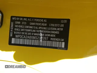 2021 Porsche 718 Boxster z VIN WP0CA2A8XMS210397, wystawiony jako IAAI lot #42271755 z przebiegiem 43 518 mil mil oraz . Historia ofert i sprzedaży dostępna na DreamBid. Obrazek 9.