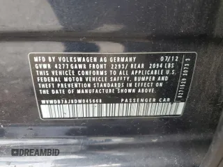 2013 Volkswagen Golf w/Conv & Sunroof с VIN WVWDB7AJ8DW045668, выставлен на аукционе Copart как лот 58991605 с пробегом 202 477 миль миль и Списание • Salvage title. История ставок и продаж доступна на DreamBid. Изображение 13.