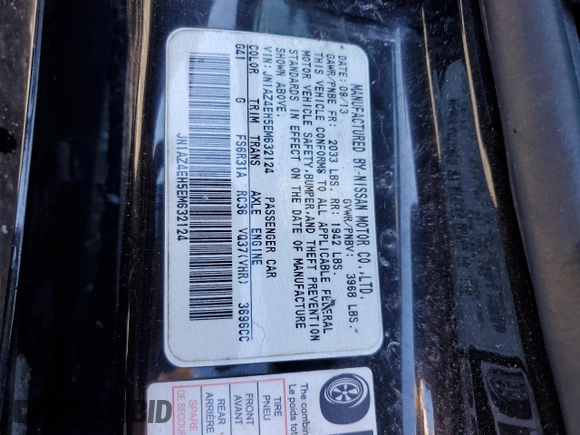 2014 Nissan 370Z Nismo with VIN JN1AZ4EH5EM632124, listed as a Copart auction lot 78720524 with Not Provided miles and Salvage Title. Bid and sale history available at DreamBid. Image 13.