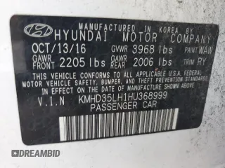 2017 Hyundai Elantra GT with VIN KMHD35LH1HU368999, listed as a Copart auction lot 72792634 with 0 mi miles and Salvage Title. Bid and sale history available at carsss.com. Image 13.
