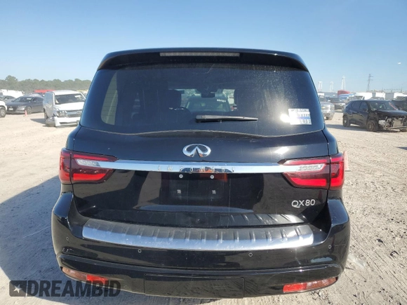 2020 Infiniti QX80 LUXE with VIN JN8AZ2NF6L9704744, listed as a Copart auction lot 80710184 with 89,701 mi miles and Salvage Title. Bid and sale history available at carsss.com. Image 6.