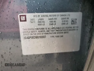 2011 Buick Regal CXL RL2 с VIN 2G4GP5EC6B9183807, выставлен на аукционе Copart как лот 73023174 с пробегом 126 062 миль миль и На запчасти • Non repairable. История ставок и продаж доступна на DreamBid. Изображение 12.