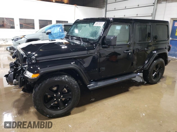2021 Jeep Wrangler Unlimited Sahara Altitude с VIN 1C4HJXEN3MW796808, выставлен на аукционе Copart как лот 88975515 с пробегом 25 824 миль миль и Списание • Salvage title. История ставок и продаж доступна на DreamBid. Изображение 1.