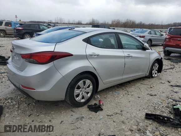 2016 Hyundai Elantra SE with VIN 5NPDH4AE7GH703619, listed as a Copart auction lot 53146755 with Not provided miles and Salvage title. Bid and sale history available at DreamBid. Image 3.