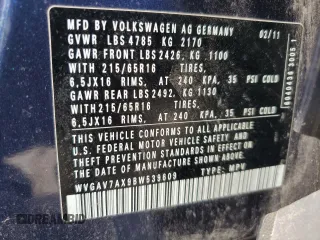 2011 Volkswagen Tiguan SEL w/Premium Navi z VIN WVGAV7AX9BW539609, wystawiony jako Copart lot #51367425 z przebiegiem 137 344 mil mil oraz Czysty tytuł • Clean title. Historia ofert i sprzedaży dostępna na DreamBid. Obrazek 12.