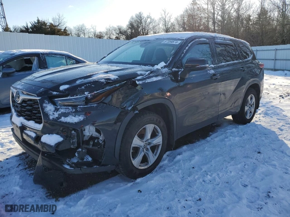 2021 Toyota Highlander L with VIN 5TDBZRBH0MS557161, listed as a Copart auction lot 87359574 with 86,296 mi miles and Salvage Title. Bid and sale history available at carsss.com. Image 1.