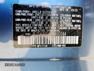 2023 Subaru Forester Limited with VIN JF2SKAPC1PH460144, listed as a Copart auction lot 63849215 with 30,312 mi miles and Salvage title. Bid and sale history available at DreamBid. Image 13.