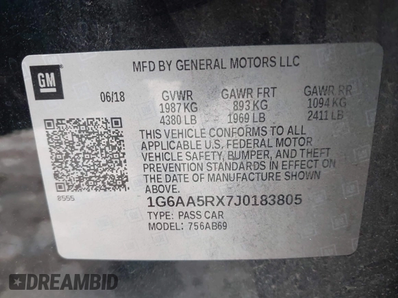 2018 Cadillac ATS RWD z VIN 1G6AA5RX7J0183805, wystawiony jako IAAI lot #41398076 z przebiegiem 103 784 mil mil oraz . Historia ofert i sprzedaży dostępna na DreamBid. Obrazek 9.