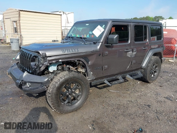 2021 Jeep Wrangler Unlimited Willys с VIN 1C4HJXDG2MW646904, выставлен на аукционе IAAI как лот 42267506 с пробегом 55 530 миль миль и . История ставок и продаж доступна на DreamBid. Изображение 2.