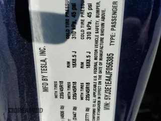 2018 Tesla Model 3 Long Range Battery z VIN 5YJ3E1EA4JF056385, wystawiony jako Copart lot #60174535 z przebiegiem 79 840 mil mil oraz Czysty tytuł • Clean title. Historia ofert i sprzedaży dostępna na DreamBid. Obrazek 12.