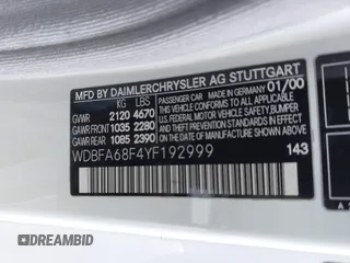 2000 Mercedes-Benz SL 500 z VIN WDBFA68F4YF192999, wystawiony jako IAAI lot #42455495 z przebiegiem 158 067 mil mil oraz . Historia ofert i sprzedaży dostępna na DreamBid. Obrazek 9.