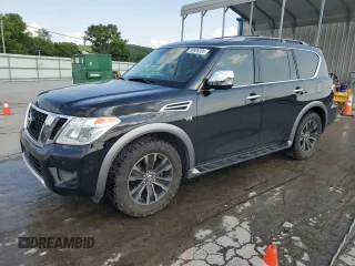 2018 Nissan Armada SL z VIN JN8AY2NC6JX500740, wystawiony jako Copart lot #59926305 z przebiegiem 154 742 mil mil oraz Szkoda całkowita • Salvage title. Historia ofert i sprzedaży dostępna na DreamBid. Obrazek 1.