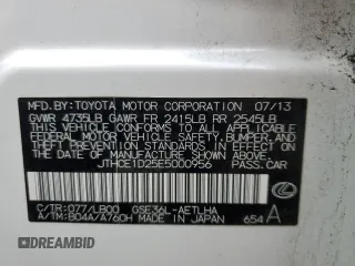 2014 Lexus IS 350 с VIN JTHCE1D25E5000956, выставлен на аукционе Copart как лот 87541625 с пробегом 87 498 миль миль и Списание • Salvage title. История ставок и продаж доступна на DreamBid. Изображение 13.