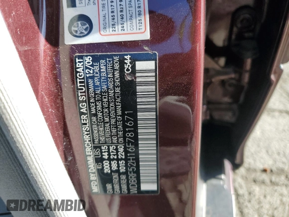 2006 Mercedes-Benz C 230 Sport with VIN WDBRF52H16F781671, listed as a Copart auction lot 50210325 with Not Provided miles and Salvage Title. Bid and sale history available at carsss.com. Image 13.