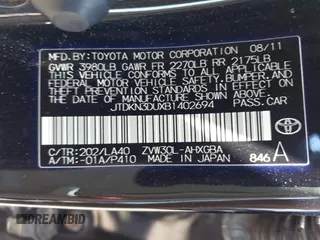 2011 Toyota Prius I with VIN JTDKN3DUXB1402694, listed as a IAAI auction lot 42130976 with 233,963 mi miles and . Bid and sale history available at DreamBid. Image 9.