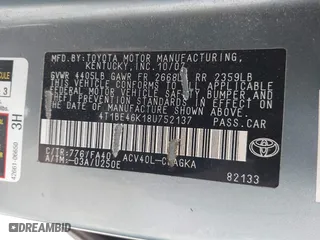2008 Toyota Camry LE with VIN 4T1BE46K18U752137, listed as a IAAI auction lot 42027846 with 247,916 mi miles. Bid and sale history available at carsss.com. Image 9.