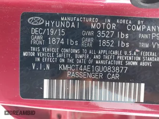 2016 Hyundai Accent SE with VIN KMHCT4AE1GU083877, listed as a IAAI auction lot 41902909 with 53,260 mi miles. Bid and sale history available at carsss.com. Image 9.